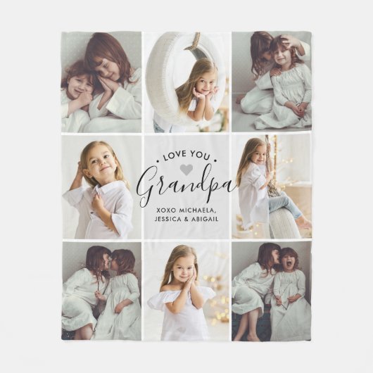 Persoonlijke handgeschreven liefde U opa 8-foto Fleece Deken (Voorkant)