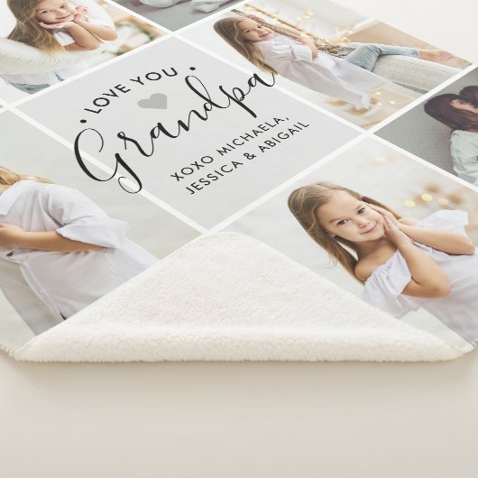 Persoonlijke handgeschreven liefde U opa 8-foto Sherpa Deken (3/4)