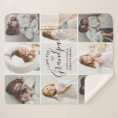 Persoonlijke handgeschreven liefde U opa 8-foto Sherpa Deken (Voorkant (horizontaal))