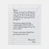 Persoonlijke handgeschreven liefdesbrief voor echt fleece deken (Voorkant)