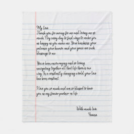 Persoonlijke handgeschreven liefdesbrief voor echt fleece deken