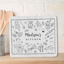 Persoonlijke Handgetekende Keuken Kookgerei  Snijplank