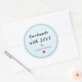 Persoonlijke handheld met Bleek blauw liefde Ronde Sticker (Envelop)