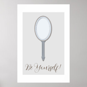 Persoonlijke handspiegel zilver goud inspirerend poster