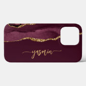 Persoonlijke handtekening Burgundy Gold Agate Case-Mate iPhone Case (Achterkant (horizontaal))