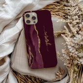 Persoonlijke handtekening Burgundy Gold Agate Case-Mate iPhone Case