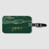 Persoonlijke handtekening Emerald Green Gold Agate Bagagelabel (Voorkant (horizontaal))