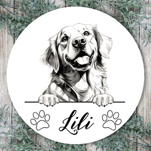Persoonlijke handtekening Golden Retriever Ronde Sticker