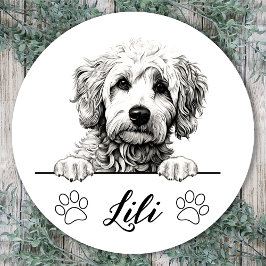 Persoonlijke handtekening Goldendoodle-hond Ronde Sticker