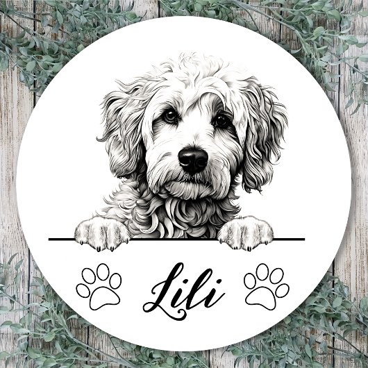 Persoonlijke handtekening Goldendoodle-hond Ronde Sticker