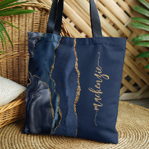 Persoonlijke handtekening Navy blauw goud agaat