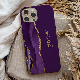 Persoonlijke handtekening paarse goud agaat Case-Mate iPhone case