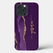 Persoonlijke handtekening paarse goud agaat Case-Mate iPhone case (Achterkant)