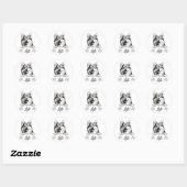 Persoonlijke handtekening Pomsky-hond Ronde Sticker (Vel)