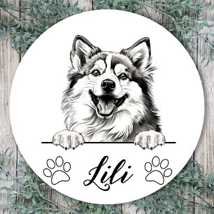 Persoonlijke handtekening Pomsky-hond Ronde Sticker