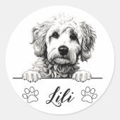 Persoonlijke handtekening van Goldendoodle-hond Ronde Sticker (Voorkant)