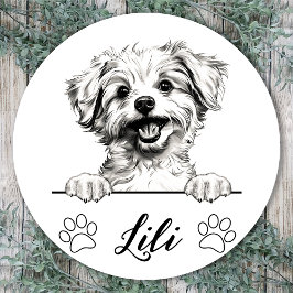 Persoonlijke handtekening van Pomapoo-hond Ronde Sticker