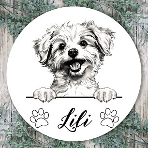 Persoonlijke handtekening van Pomapoo-hond Ronde Sticker
