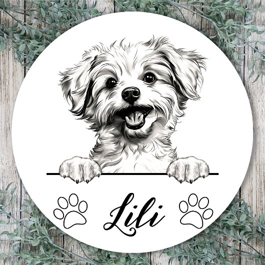 Persoonlijke handtekening van Pomapoo-hond Ronde Sticker