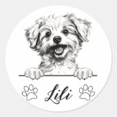Persoonlijke handtekening van Pomapoo-hond Ronde Sticker (Voorkant)