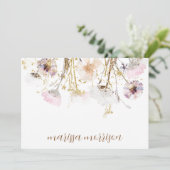 Persoonlijke handtekening Wilde bloem Bedankkaart (Staand voorkant)