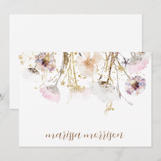 Persoonlijke handtekening Wilde bloem Bedankkaart (Voorkant / Achterkant)