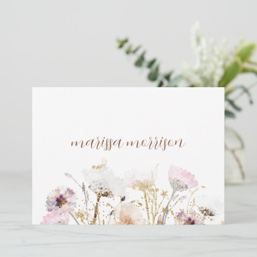 Persoonlijke handtekening Wilde bloem Bedankkaart (Staand voorkant)