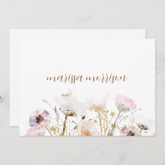 Persoonlijke handtekening Wilde bloem Bedankkaart (Voorkant / Achterkant)