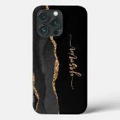 Persoonlijke handtekening Zwart Goud Agaat Case-Mate iPhone Case (Achterkant)