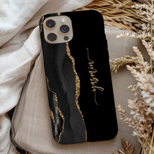 Persoonlijke handtekening Zwart Goud Agaat Case-Mate iPhone Case
