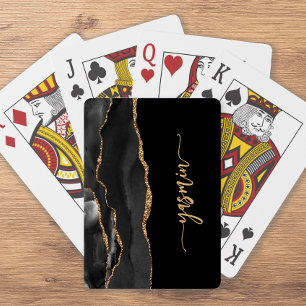 Persoonlijke handtekening Zwarte Goud Agaat Pokerkaarten