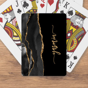 Persoonlijke handtekening Zwarte Goud Agaat Pokerkaarten