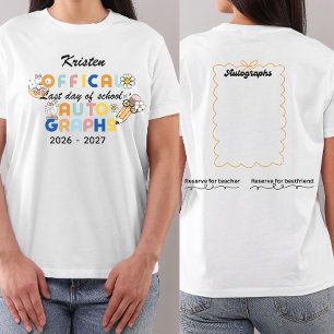 Persoonlijke handtekeningen voor de laatste school t-shirt