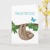 Persoonlijke 'hang in daar' mum & baby slothkaart kaart (Gele Bloem)