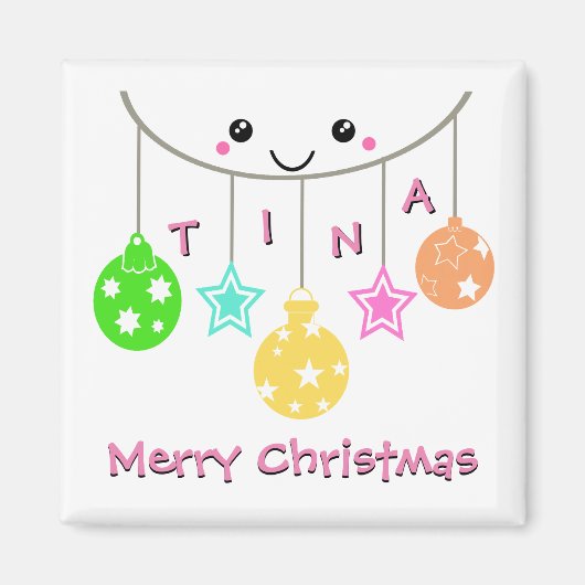 Persoonlijke hangende Ornamenten Vrolijk kerstfees Magneet (Voorkant)