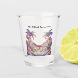 Persoonlijke hangmat en palmbomen shot glas