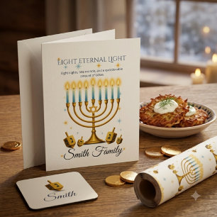Persoonlijke Hanukkah-briefkaarten Aangepaste Acht Notitiekaartje