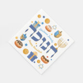 Persoonlijke Hanukkah Menorah Donuts & Dreidel Servet (Hoek)