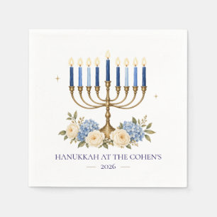 Persoonlijke Hanukkah servetten familienaam Menora