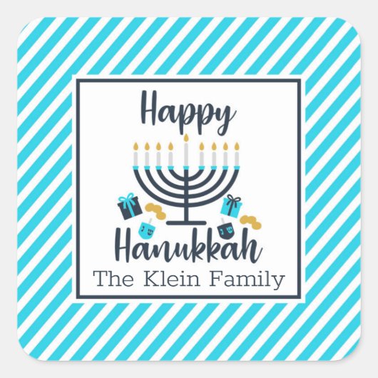 Persoonlijke Hanukkah-sticker Vierkante Sticker (Voorkant)