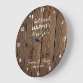 Persoonlijke 'Happily Ever After' houten klok (Hoek)
