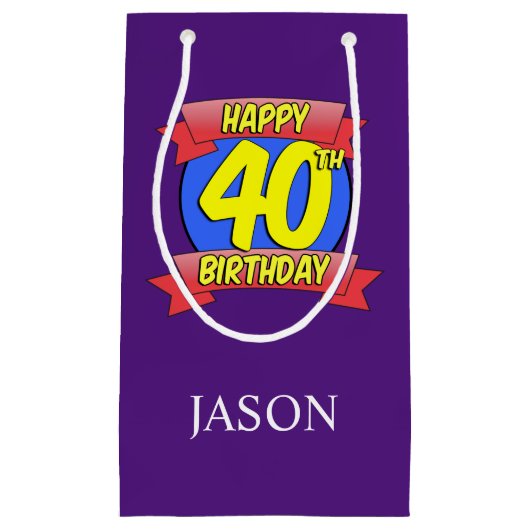 Persoonlijke Happy 40th Birthday-naam Klein Cadeauzakje (Voorkant)