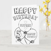 Persoonlijke Happy 5th Birthday-kleurkaart Kaart (Gele Bloem)