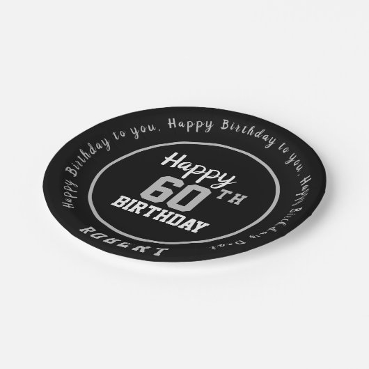 Persoonlijke Happy 60th Birthday Party Papieren Bordje (Gekanteld)