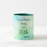 Persoonlijke Happy 70th Birthday Mok<br><div class="desc">Een mooi gepersonaliseerd cadeau voor Happy 70th Birthday Mok.</div>