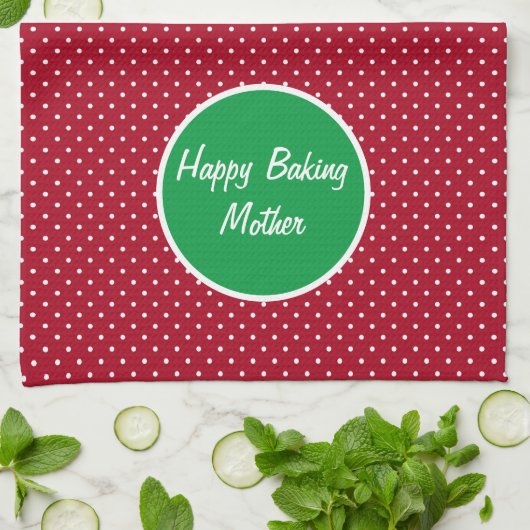 Persoonlijke Happy Baking Swiss Dot Kitchen Towel Theedoek (Gevouwen)
