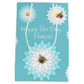 Persoonlijke Happy Bee Day Gift-tas Medium Cadeauzakje (Achterkant)
