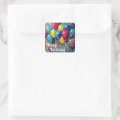 Persoonlijke Happy Birthday-ballonnen Vierkante Sticker (Tas)
