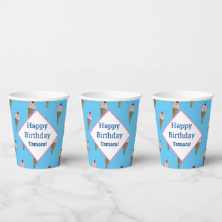 Persoonlijke Happy Birthday-bekertjes - Van Ice Cr Papieren Bekers