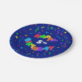 Persoonlijke Happy Birthday - Blue Confetti Papieren Bordje (Gekanteld)